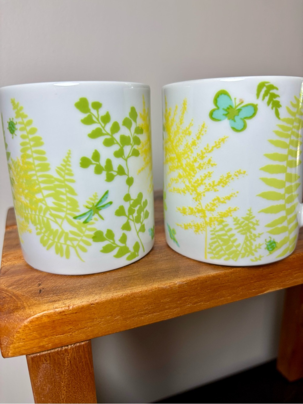 Vintage GHC set Botanical design with ferns, plants, insects and butterfly green